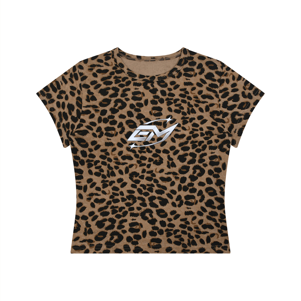 Women’s Leopard print E-MOTO SUPPLIERS cropped shirt