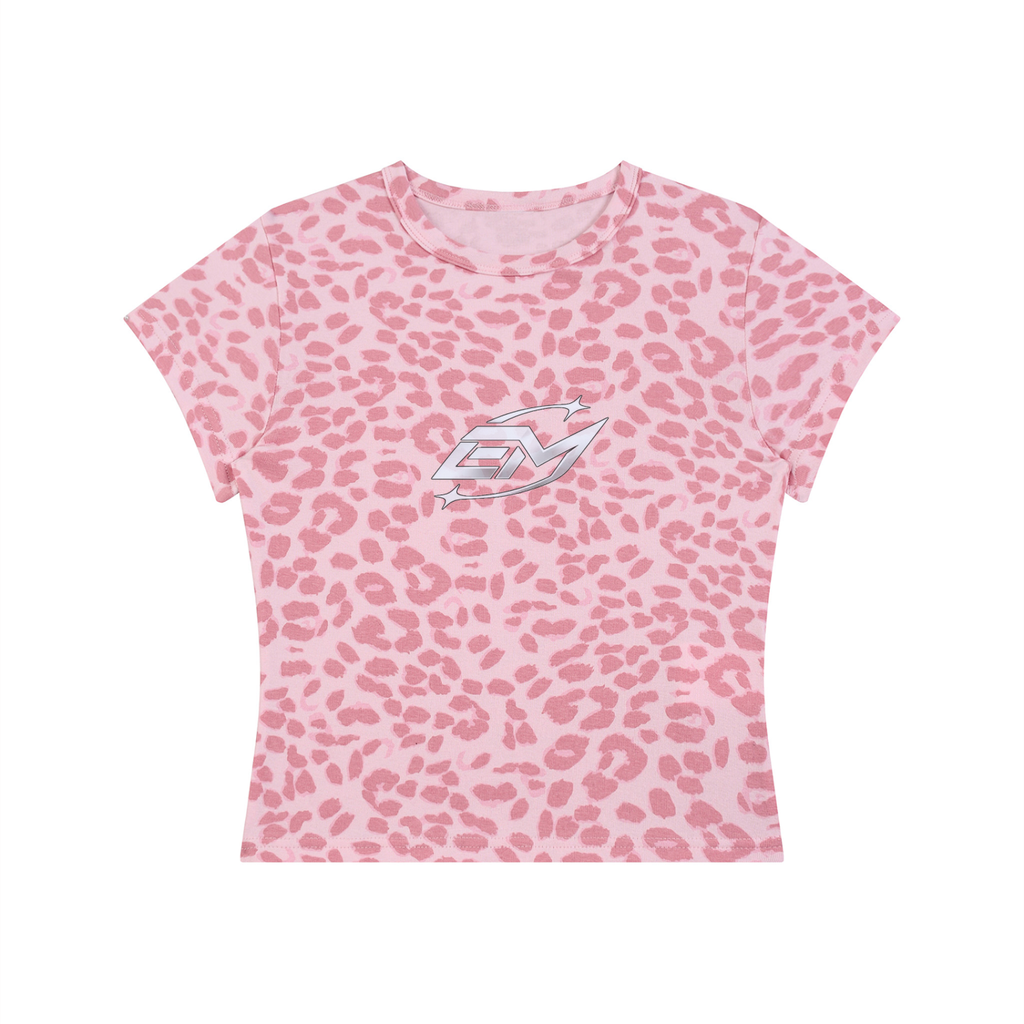 Women’s Leopard print E-MOTO SUPPLIERS cropped shirt