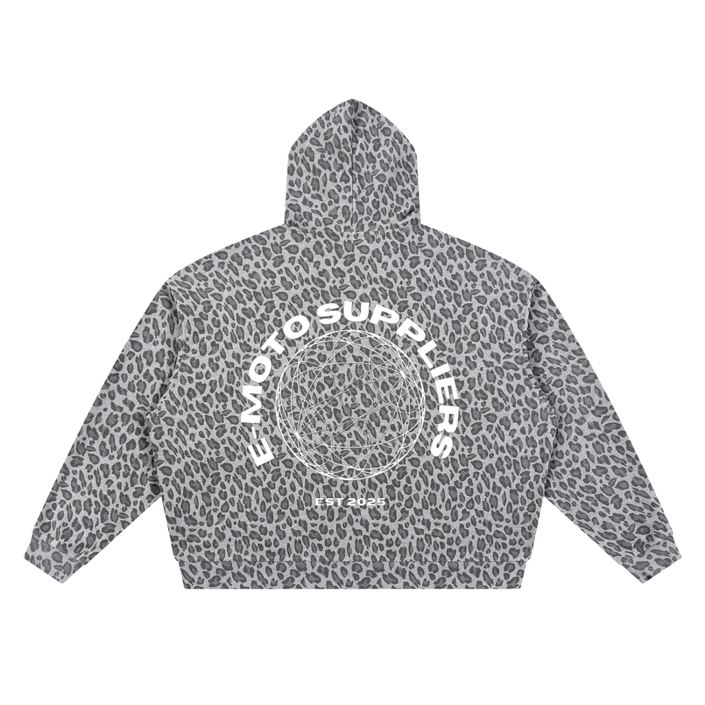 E-MOTO SUPPLIERS leopard print zip up