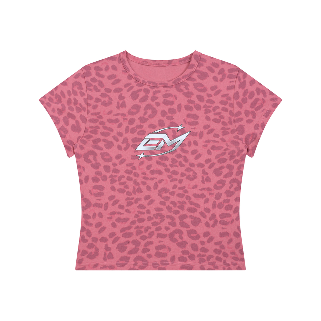 Women’s Leopard print E-MOTO SUPPLIERS cropped shirt
