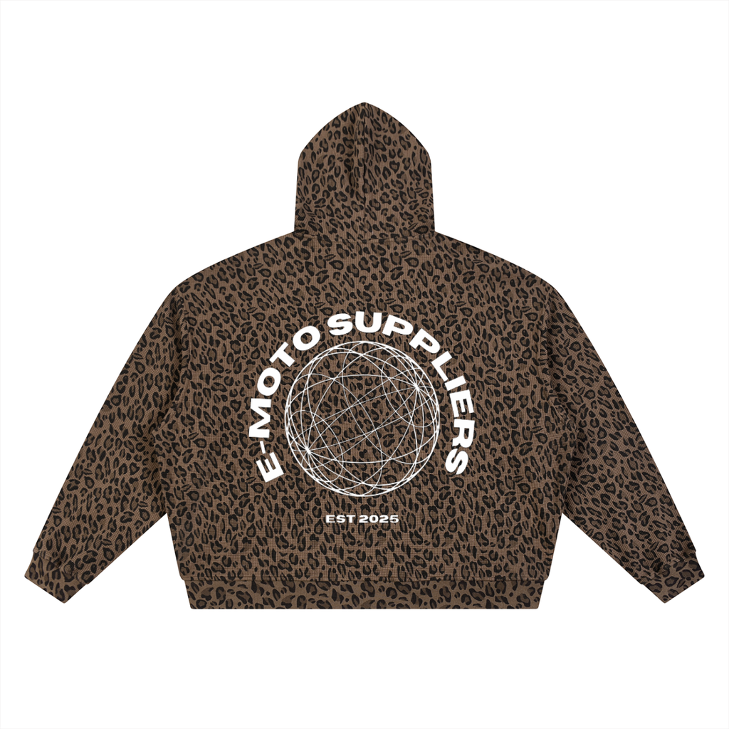 E-MOTO SUPPLIERS leopard print zip up