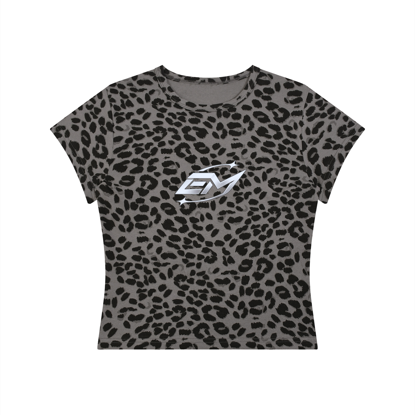 Women’s Leopard print E-MOTO SUPPLIERS cropped shirt