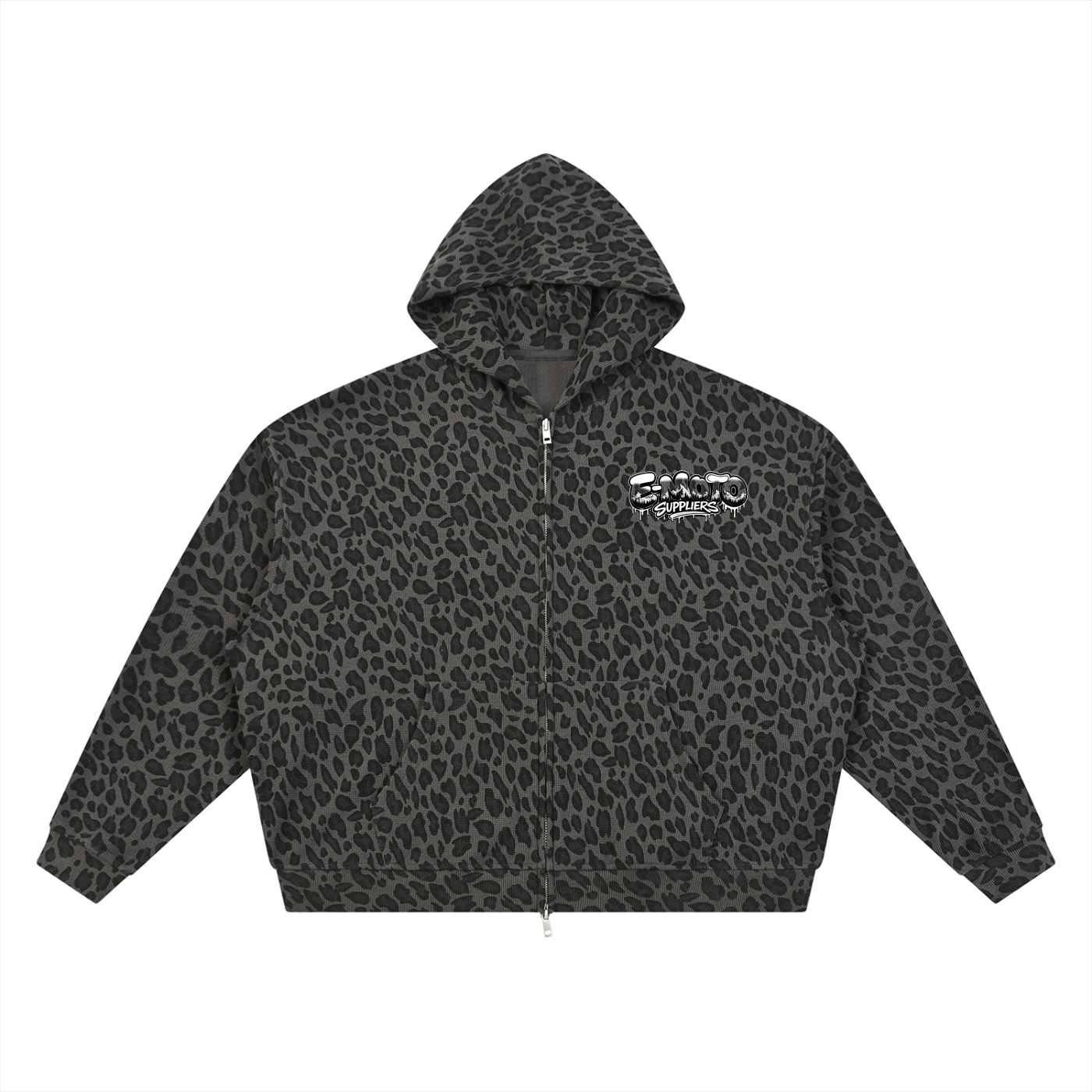 E-MOTO SUPPLIERS leopard print zip up