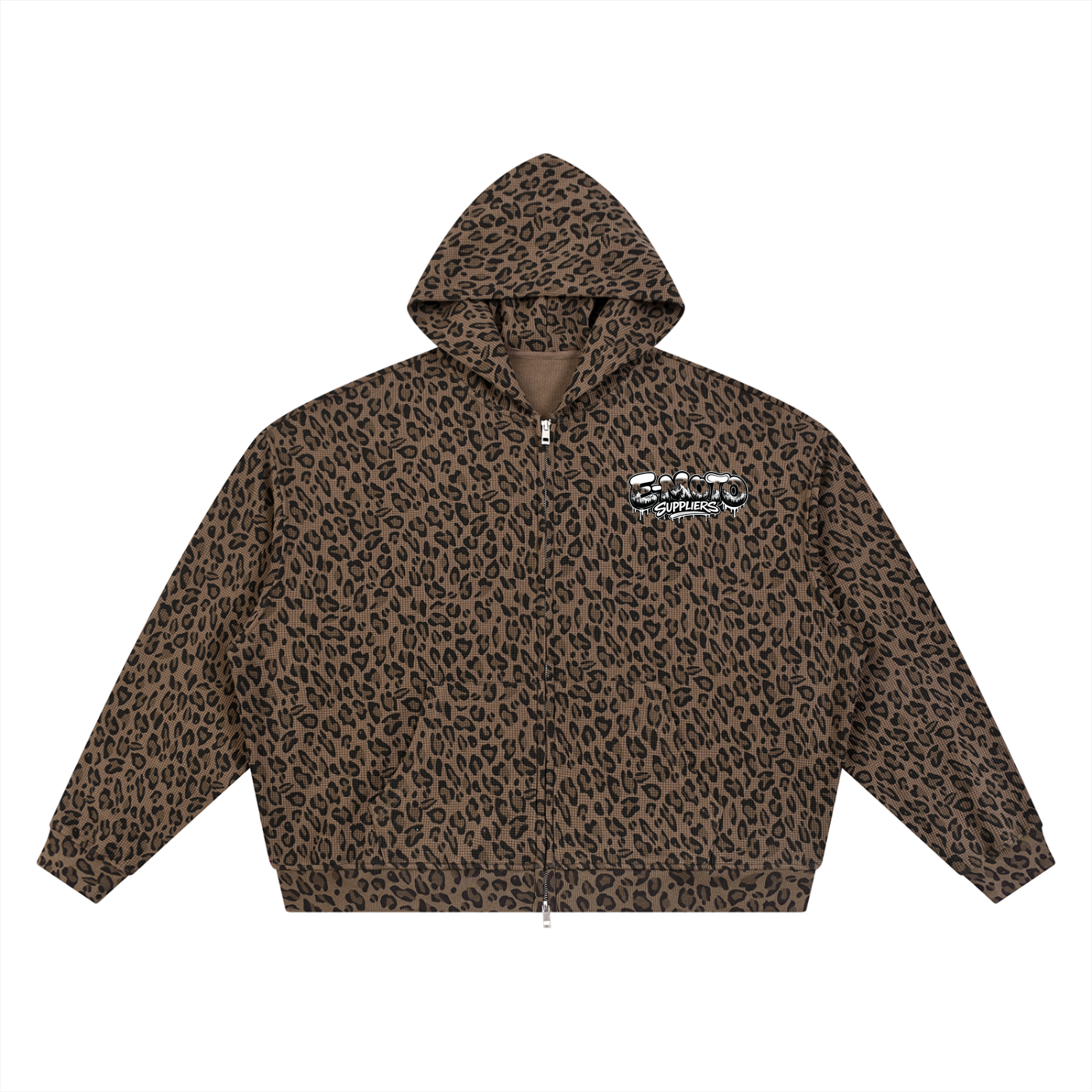 E-MOTO SUPPLIERS leopard print zip up